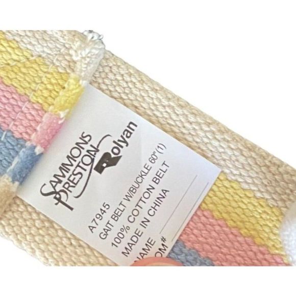Sammons Preston Pastel Rainbow Stripe Gait Belt w/ Buckle 57” 80's Vibe - Picture 3 of 4